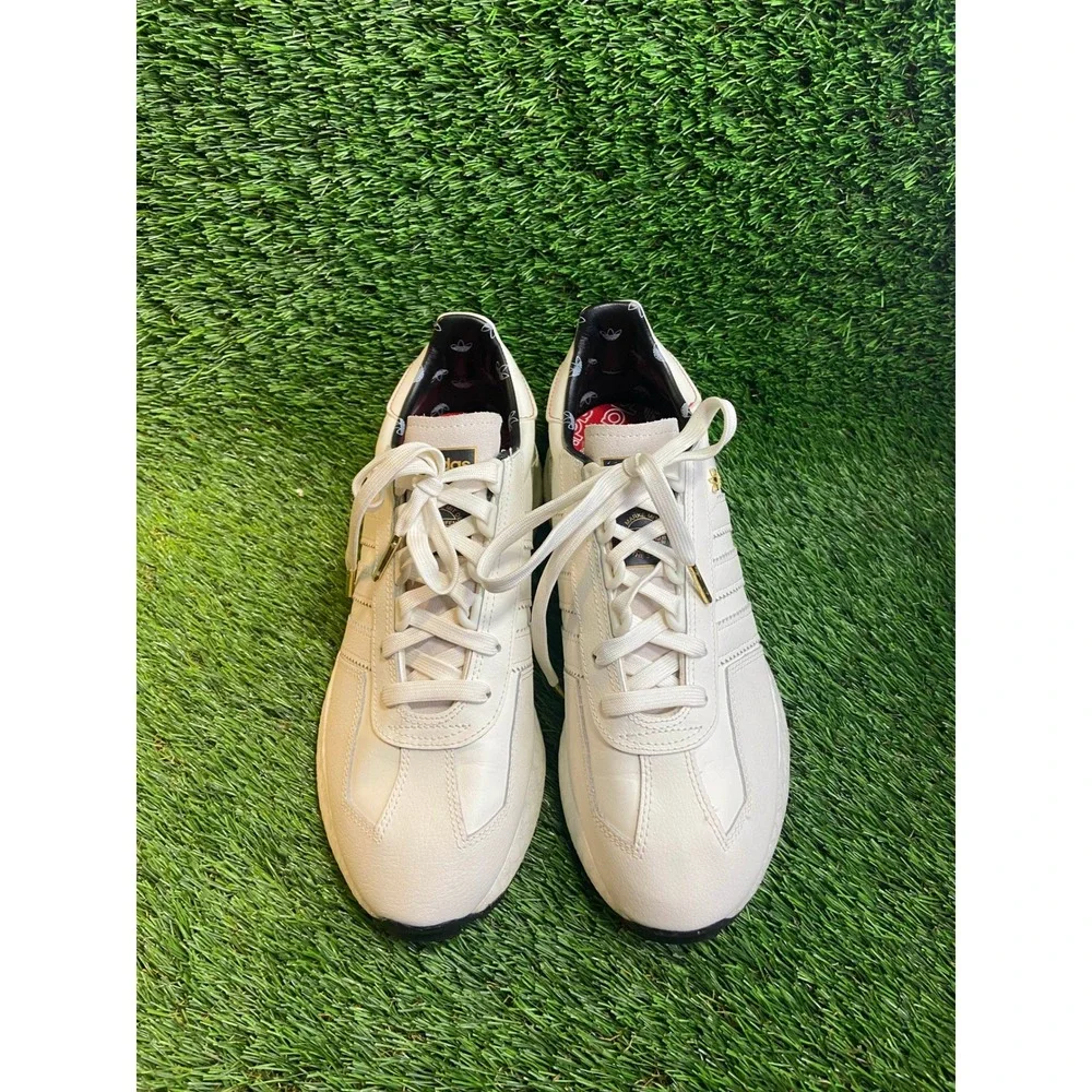 Adidas Retropy E5 Mens 9.5 White Leather Gold Boost Sneakers HQ4390 Low Top